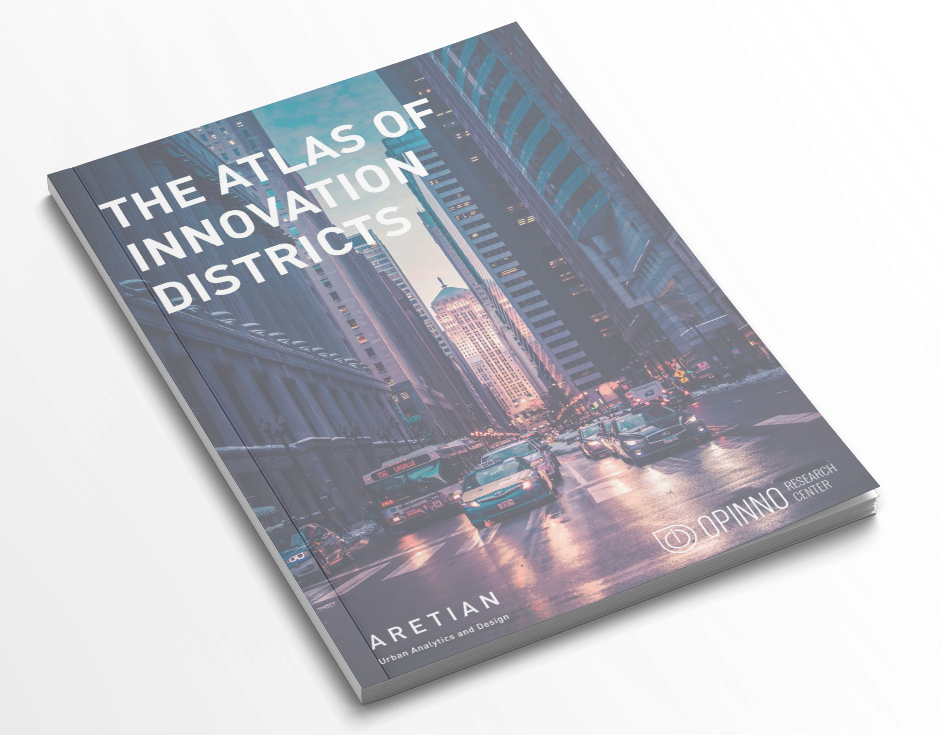 Portada del Informe The Atlas of Innovation Districts by Opinno Research Center & Aretian